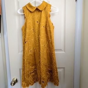 Modcloth Fervour Yellow Laser Cut Floral Dress